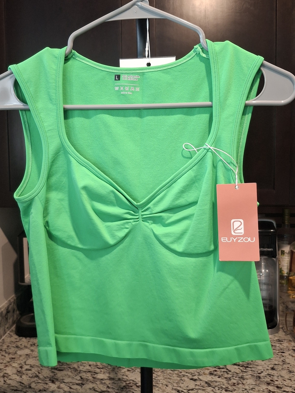 NWT! Size Large Women's EUYZOU Green Fitted Sleeveless Top.